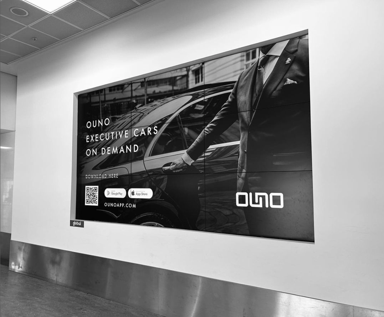 An advertising sign of OUNO