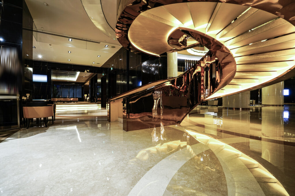 Luxury lobby interior, designed by CNSTRCT